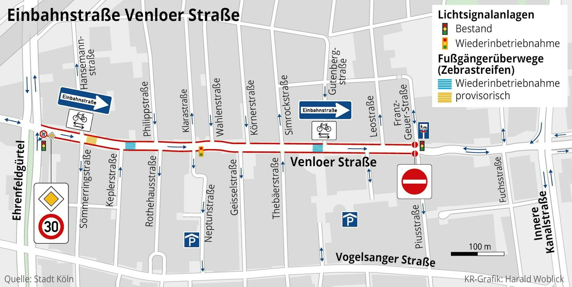 Grafik zum Verkehrsversuch Venloer Straße