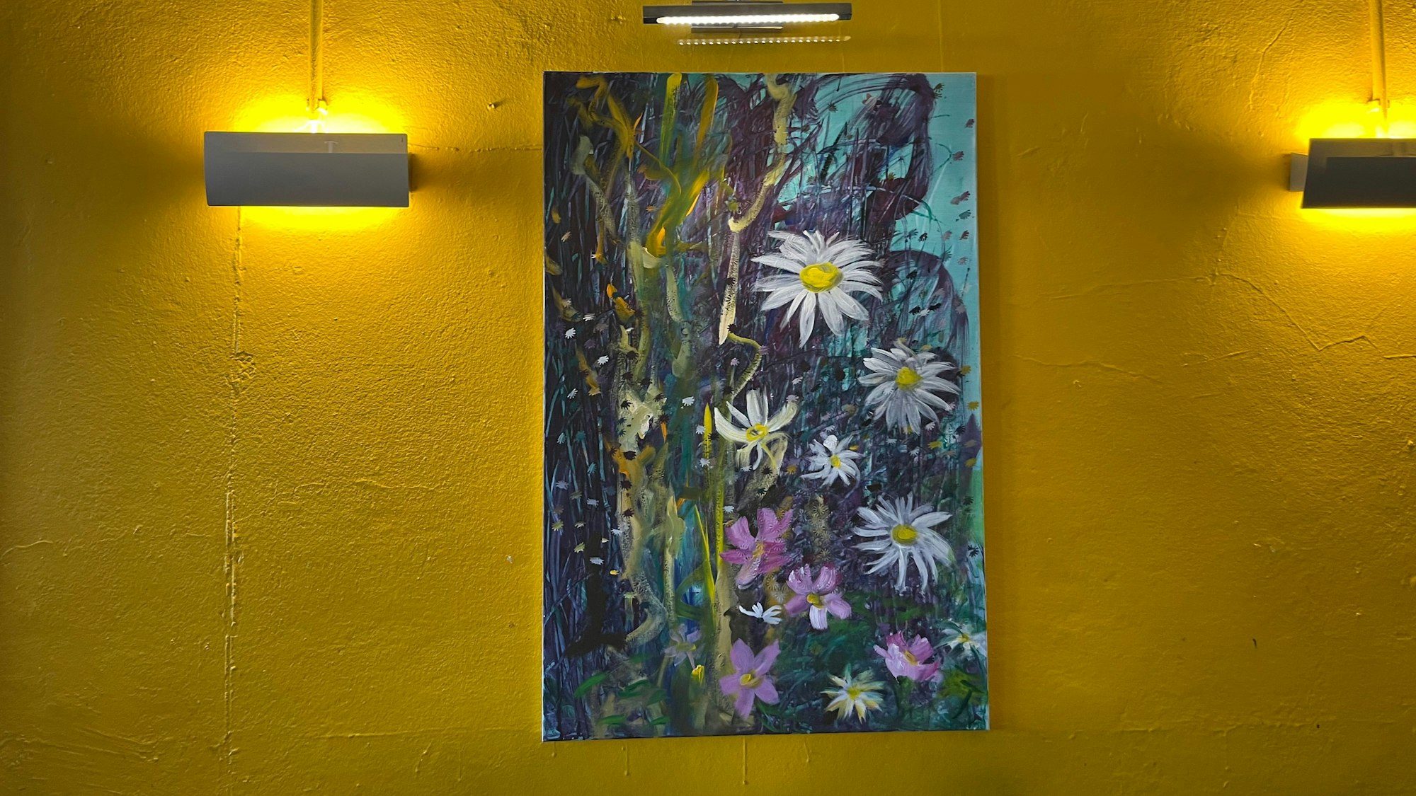 Ein Kunstwerk der der Kölner Malerin Astrid Kruis in der Überlebensstation Gulliver an der Trankgasse.