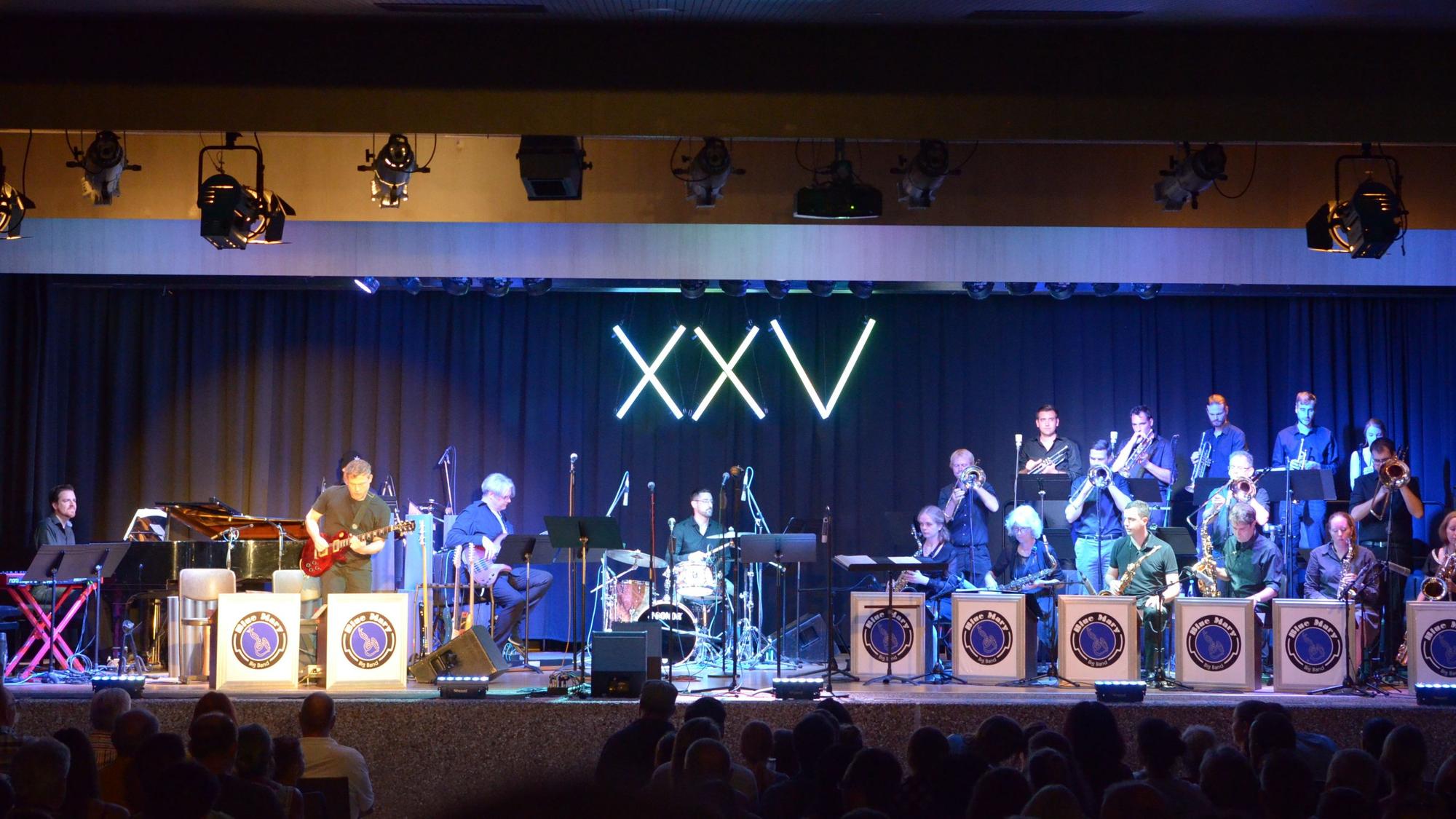 Die Blue Mary Big Band der Marienschule Euskirchen bei einem Konzert in der Aula.