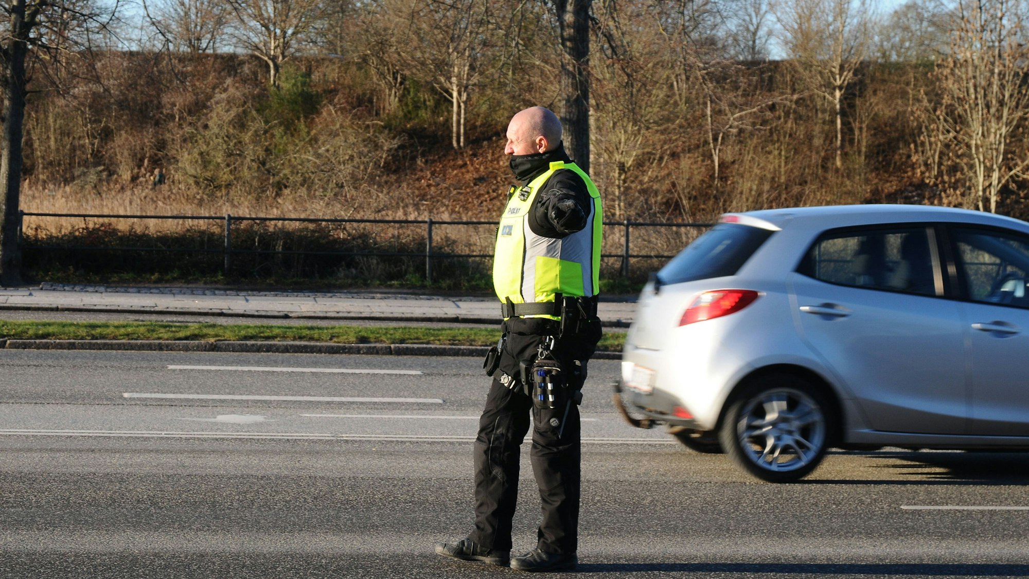 Copenhagen/Denmark./06 Januaryr 2022/ Danish traffic police in traffic control to keep law and order on roads .Photo..Francis Joseph Dean/Dean Pictures