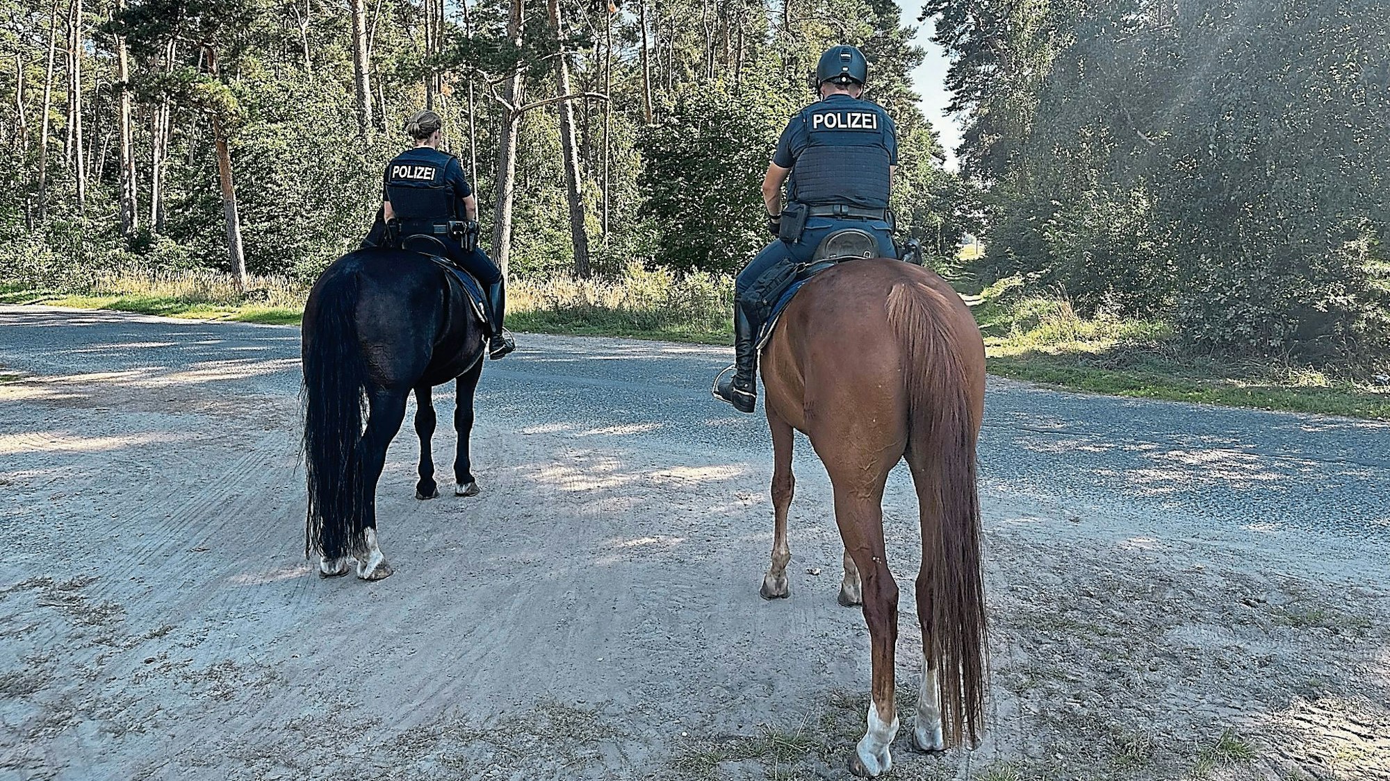Berittene Bundespolizisten im Grenzgebiet zu Polen