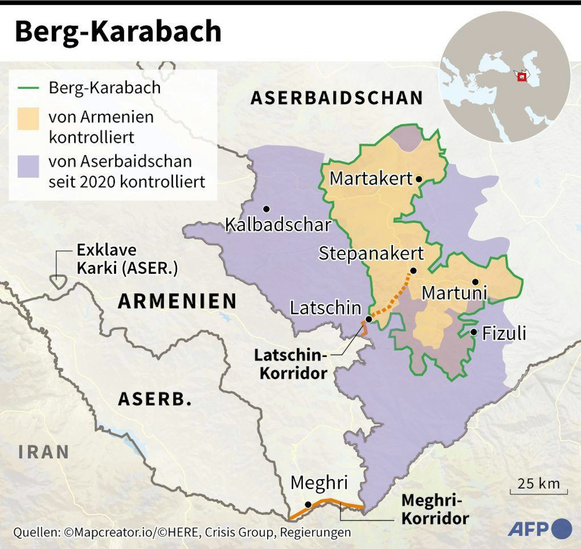 Karte der Region Berg-Karabach.