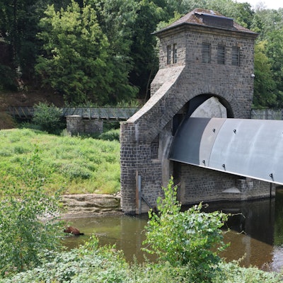 Die Wehranlage in Ohl-Grünscheid  in Engelskirchen.