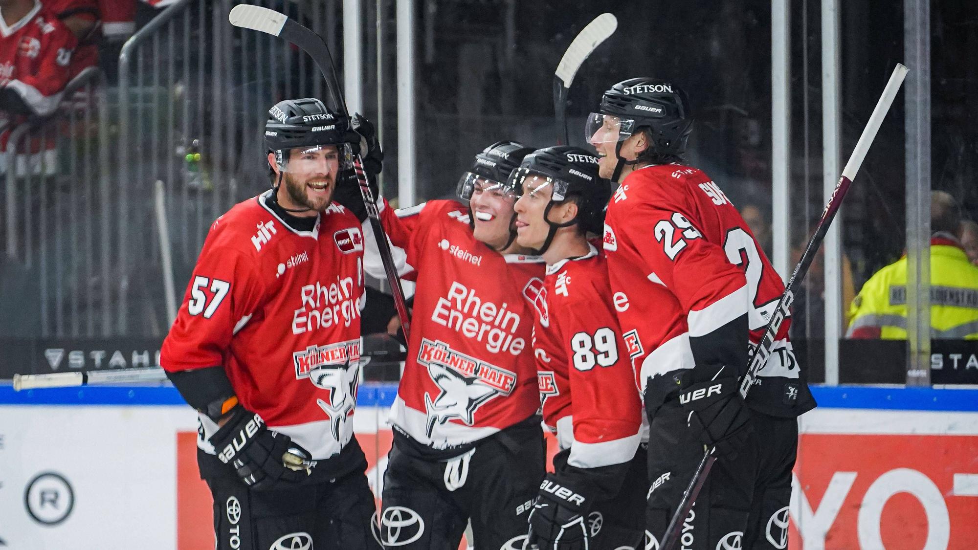 Die Kölner Haie beim Spiel gegen Ingolstadt