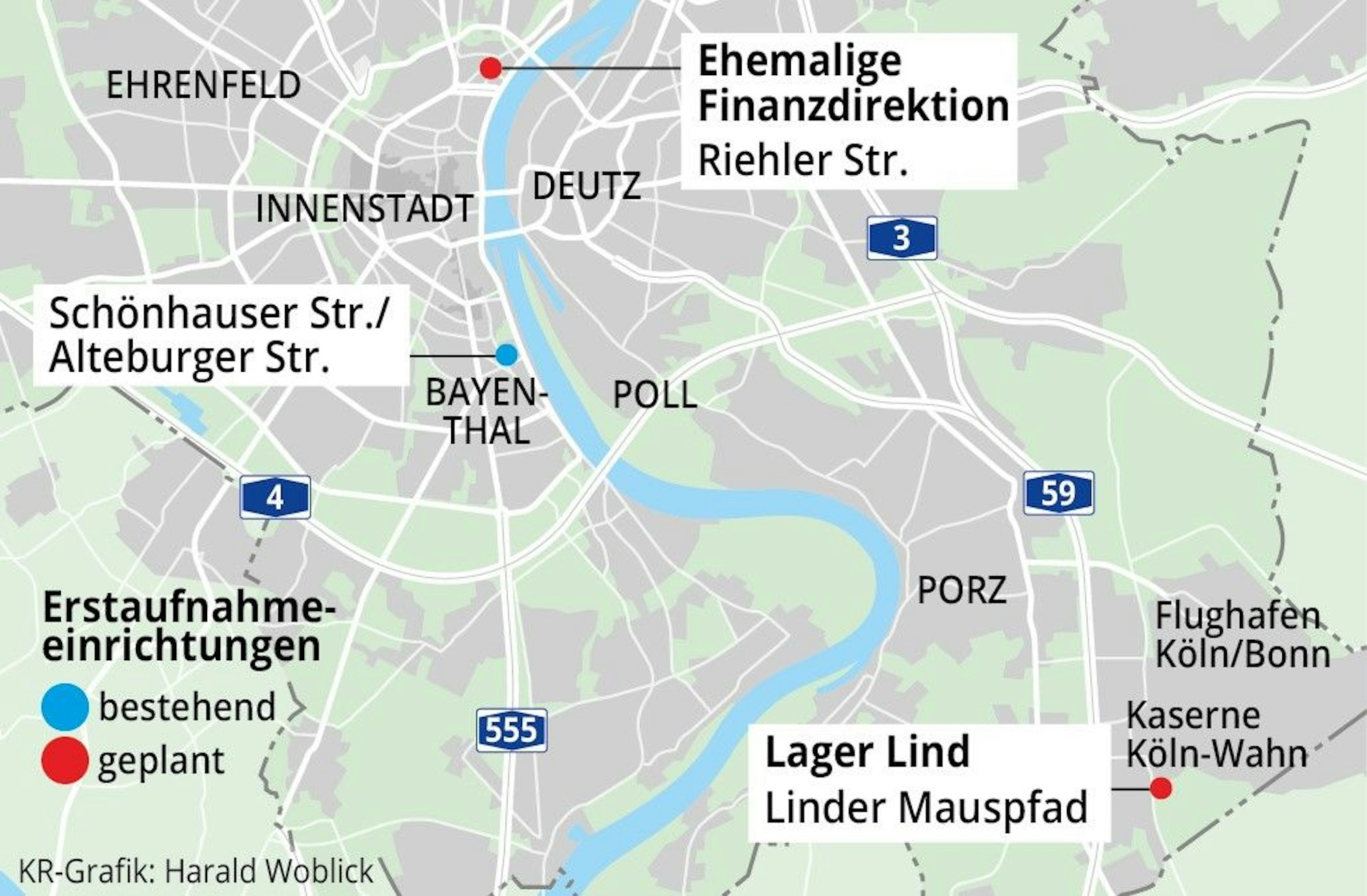 Grafik zu Flüchtlingsunterbringungen in Köln