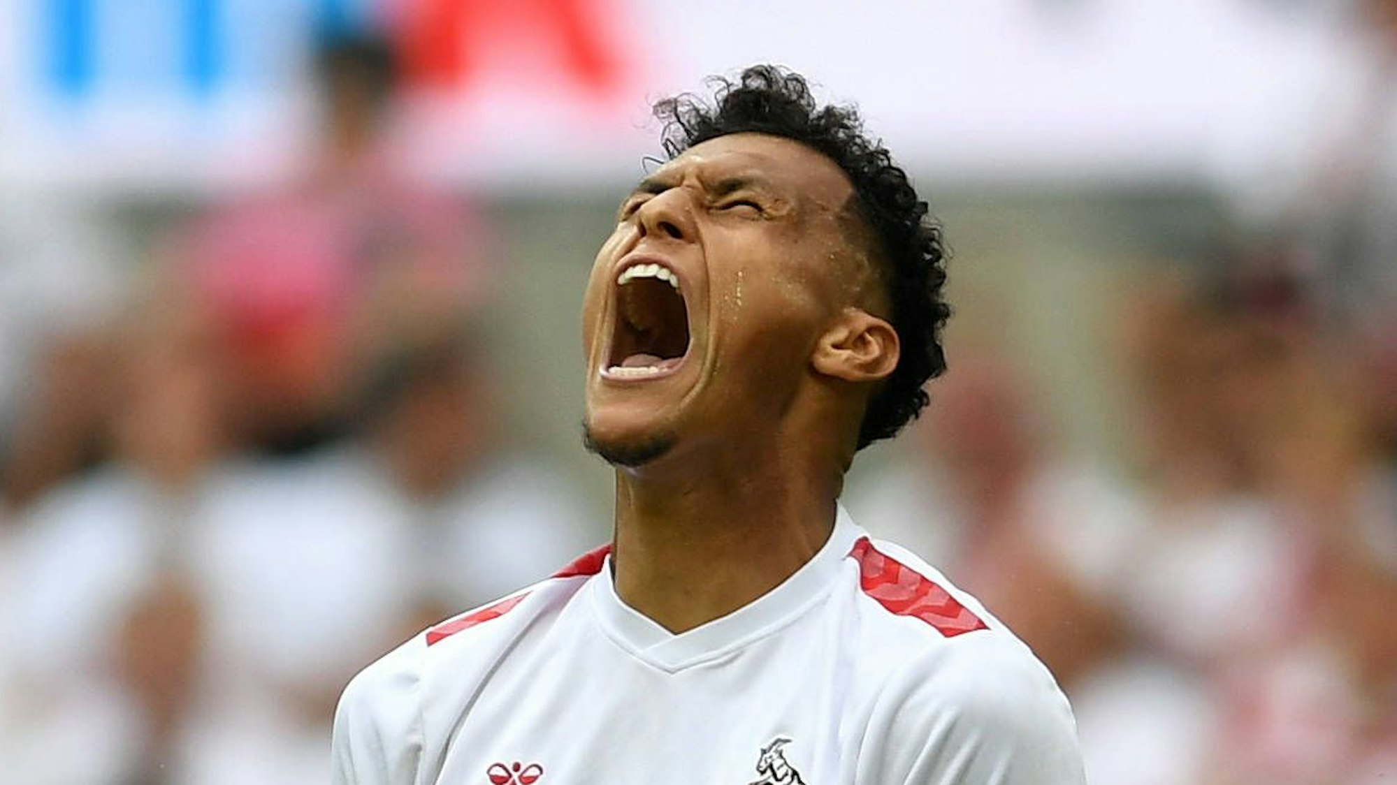 1. FC Koeln vs TSG Hoffenheim - 1. Bundesliga, Davie Selke 1. FC Koeln gestikuliert,