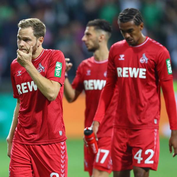 1. Bundesliga, SV Werder Bremen - 1. FC Koeln emspor, v.l. Benno Schmitz Koeln, 2 enttaeuscht, schaut enttaeuscht, niedergeschlagen,
