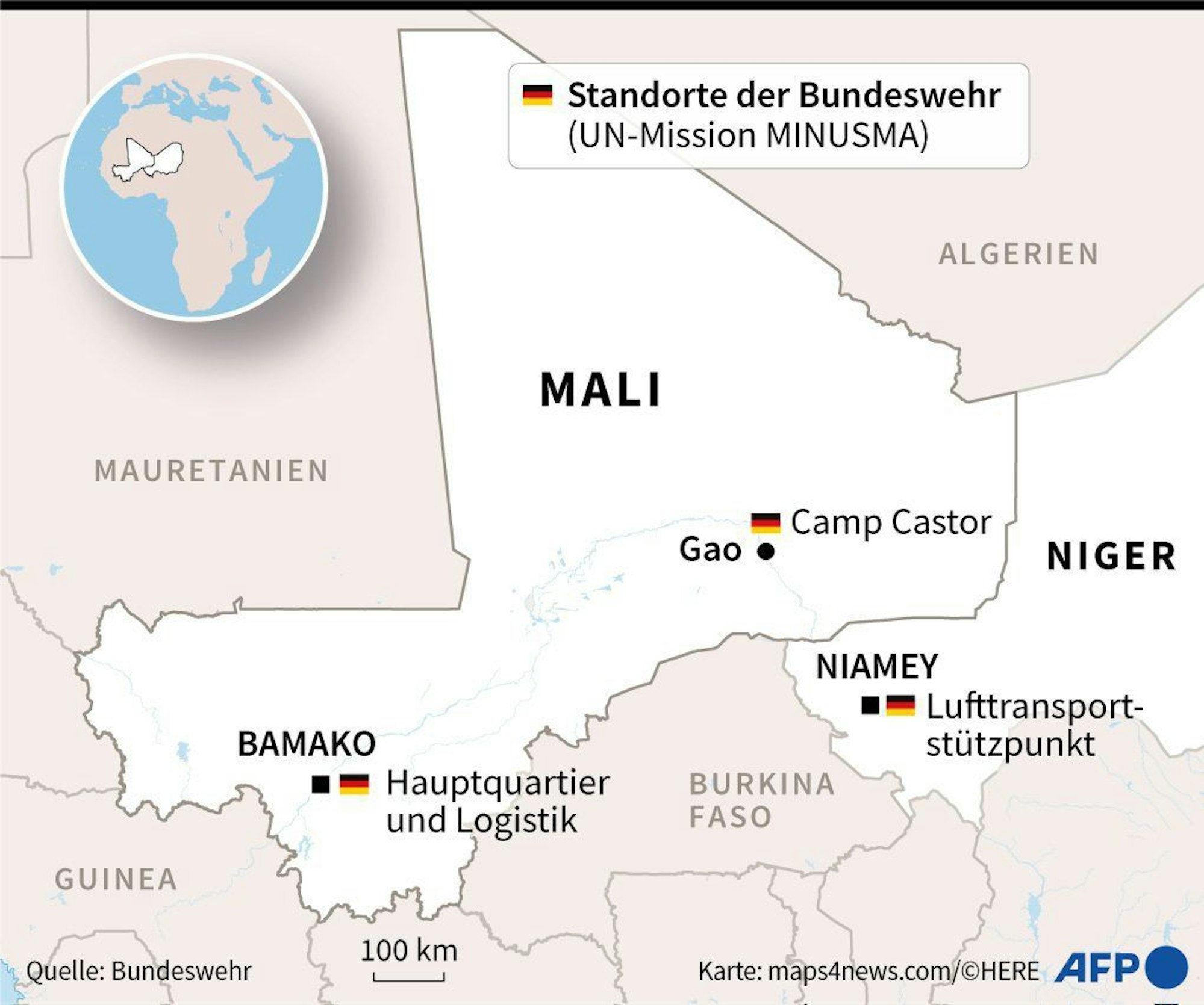 Frankreich zieht aus dem Niger ab - mit möglichen Auswirkungen auf Bundeswehr: Bundeswehr-Standorten in Mali und Niger.
