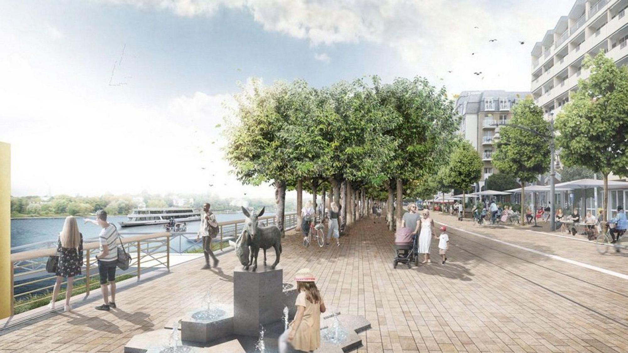 Eine Visualisierung der geplanten Rheinpromenade Königswinter.