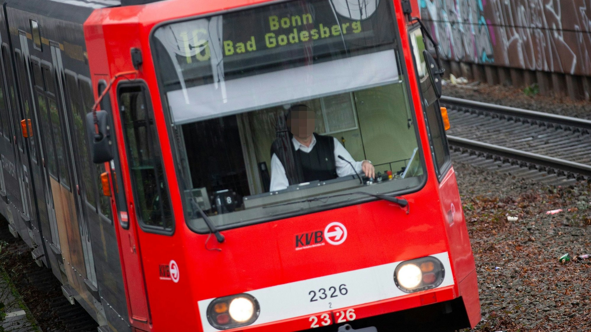Eine Straßenbahn im Einsatz.