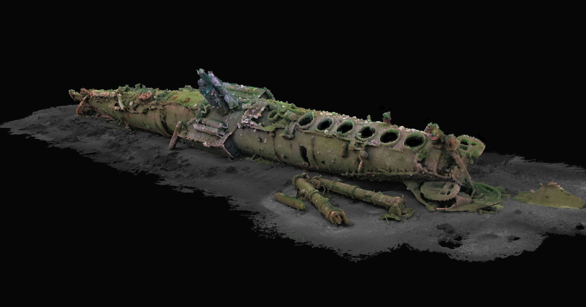 Ein 3D-Modell des vor Helgoland gesunkenen U-Boots "UC 71".