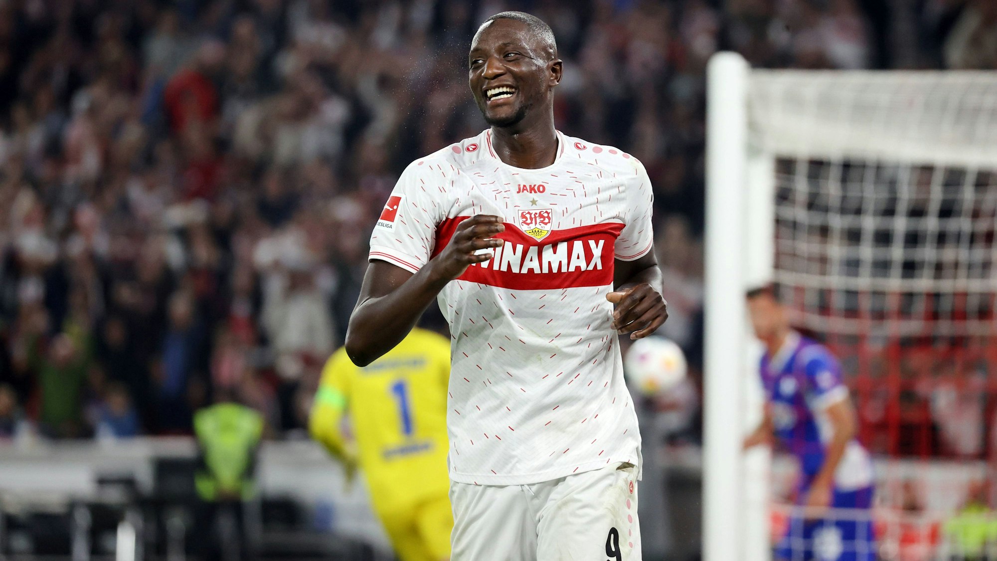 Fussball, Bundesliga, VfB Stuttgart - SV Darmstadt 98: Serhou Guirassy VfB Stuttgart Jubel Tor 3:1 Guirassy. ***