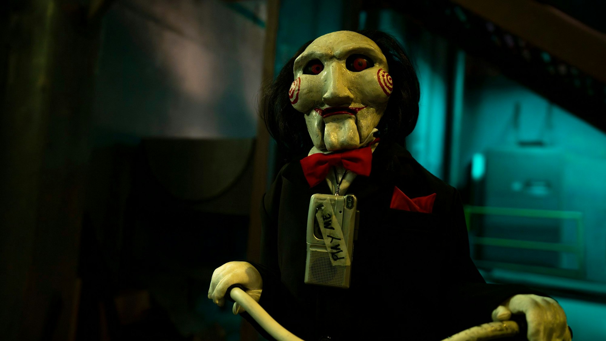 Die Todespuppe „Billy“ aus der Horrorfilmreihe „Saw“