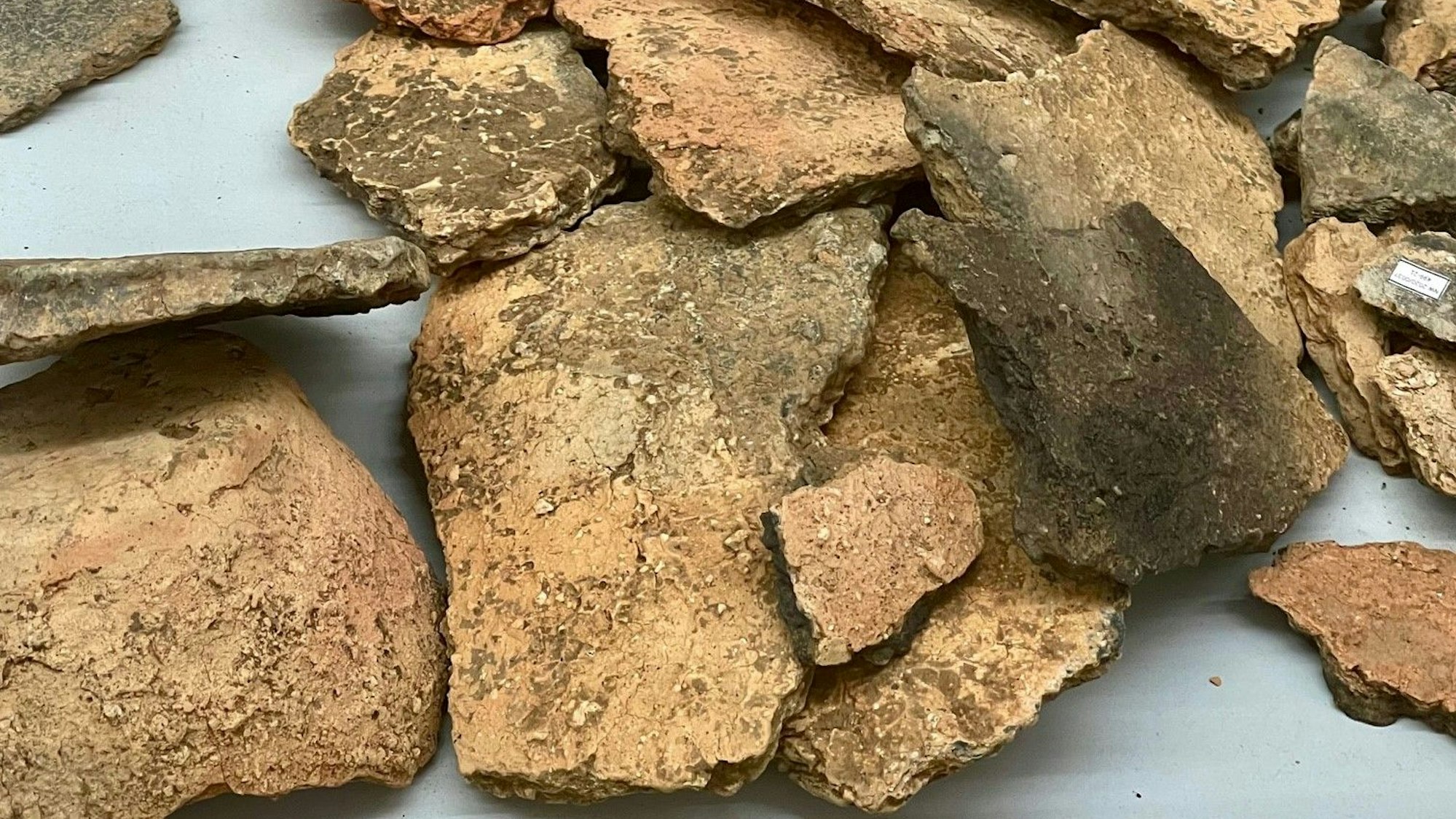 Viele Tonscherben liegen auf einem Haufen.