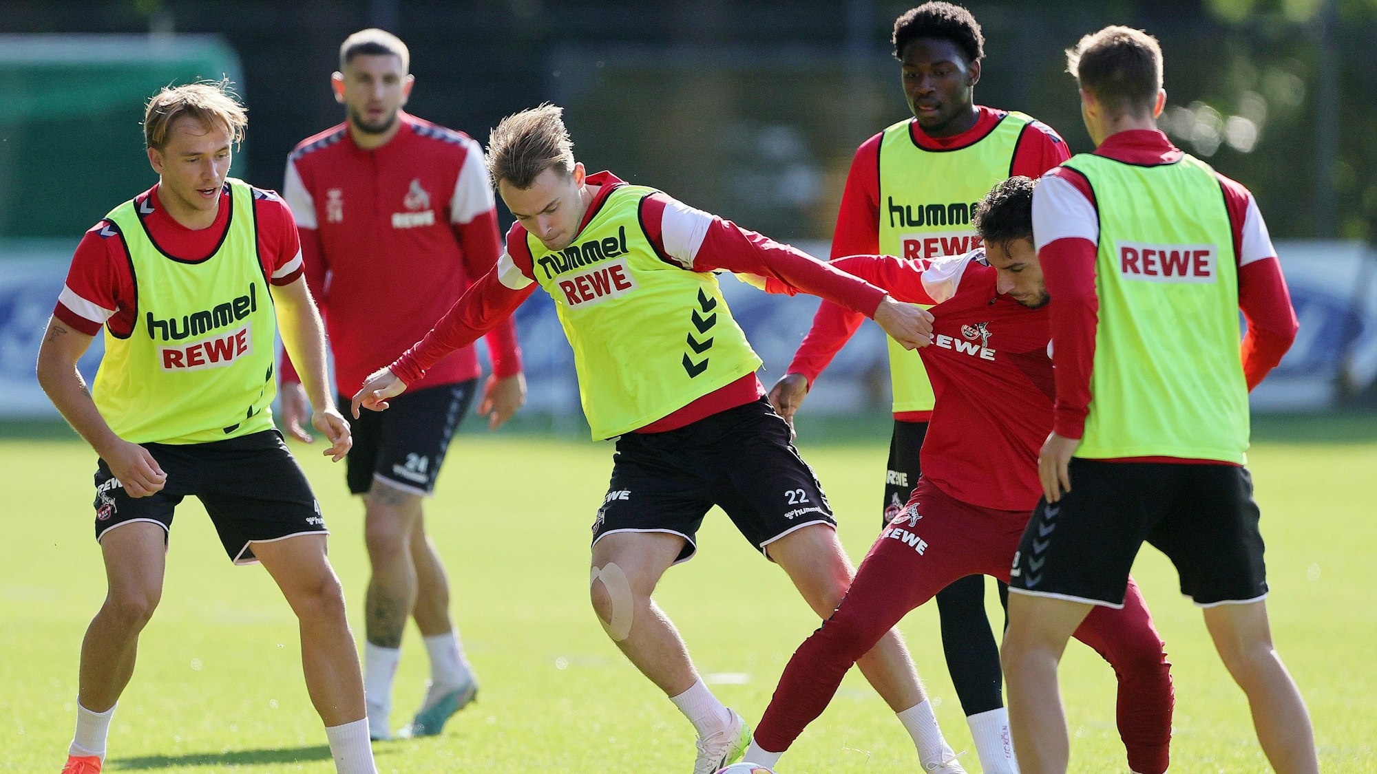 Spieler stehen auf dem Trainingsplatz
