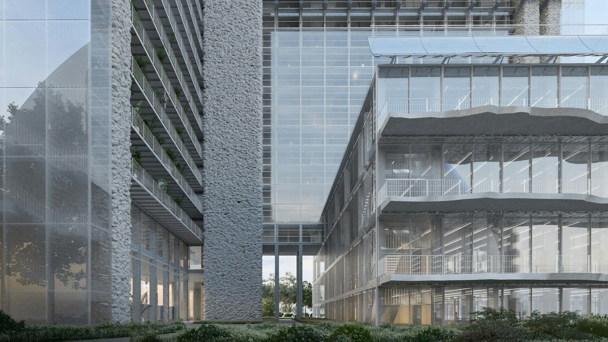 Ein Gebäude aus Glas.