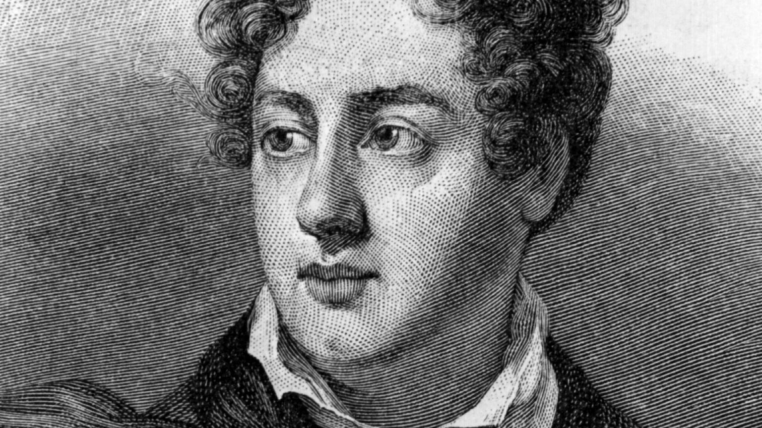 Die zeitgenössische Darstellung zeigt den englischen Dichter George Gordon Noel Lord Byron