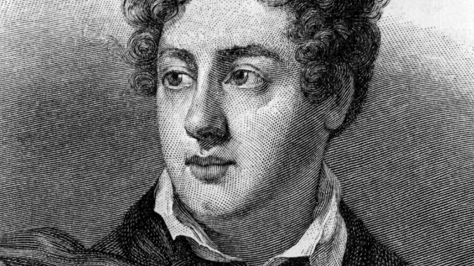 Die zeitgenössische Darstellung zeigt den englischen Dichter George Gordon Noel Lord Byron