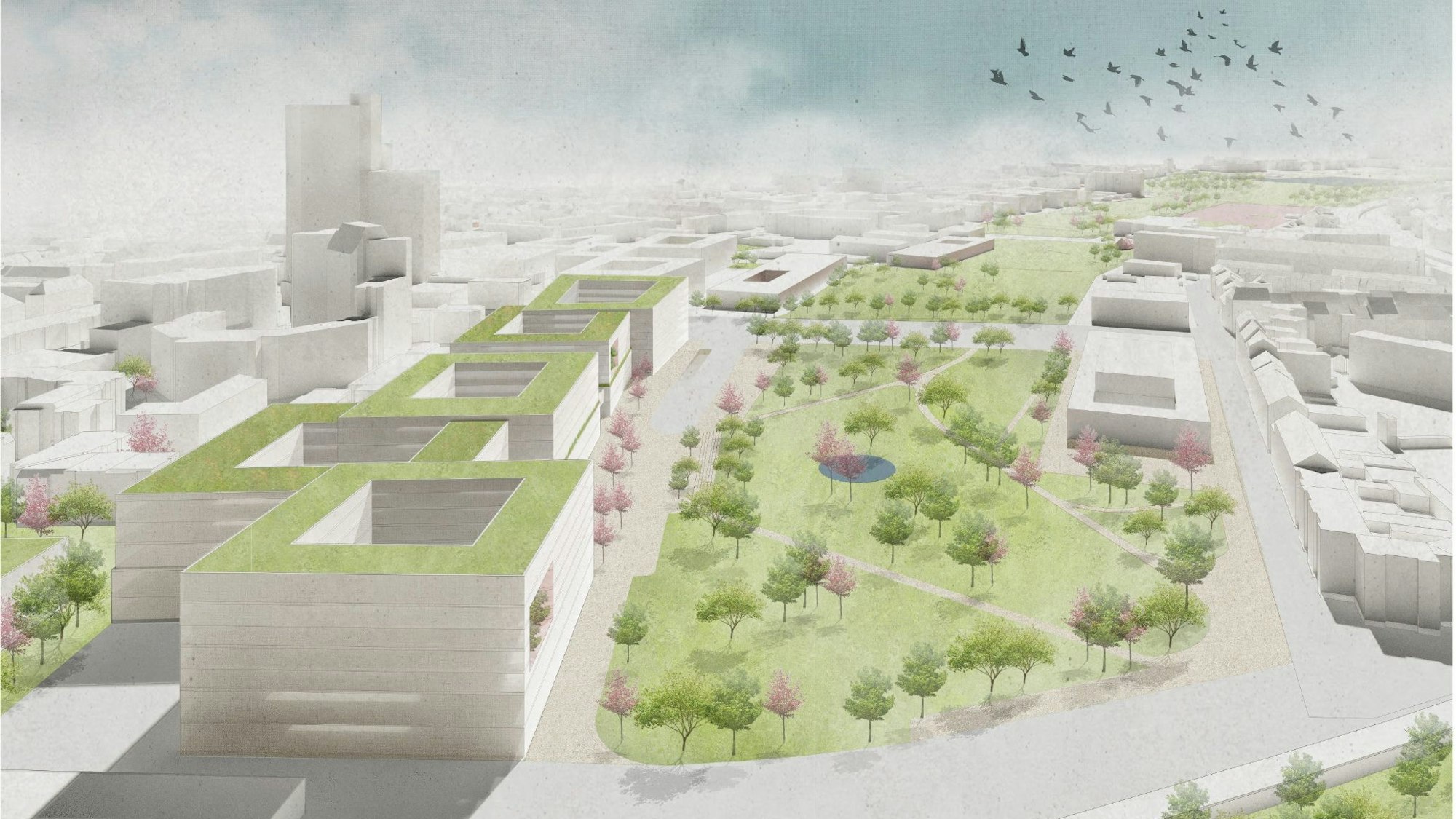 Visualisierung des Neubaus für das Justizzentrum in Köln Sülz.