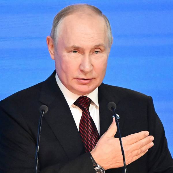 Russian President Vladimir Putin gestures while addressing the annual meeting of the Valdai Discussion Club in the Black Sea resort of Sochi, Russia, Thursday, Oct. 5, 2023. (Sergei Guneyev, Sputnik, Kremlin Pool Photo via AP)