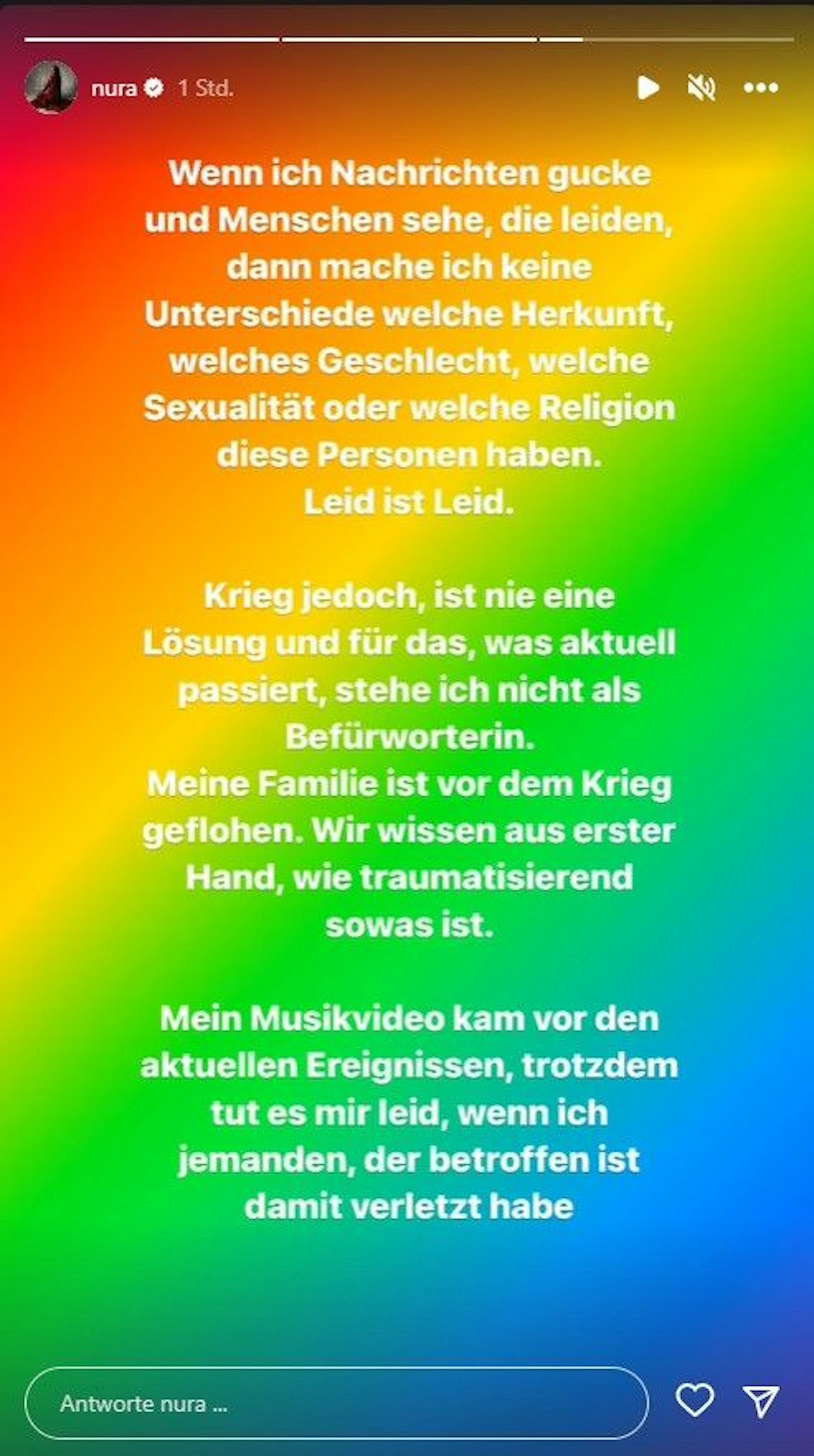 Screenshot von Instagram-Story von Nura