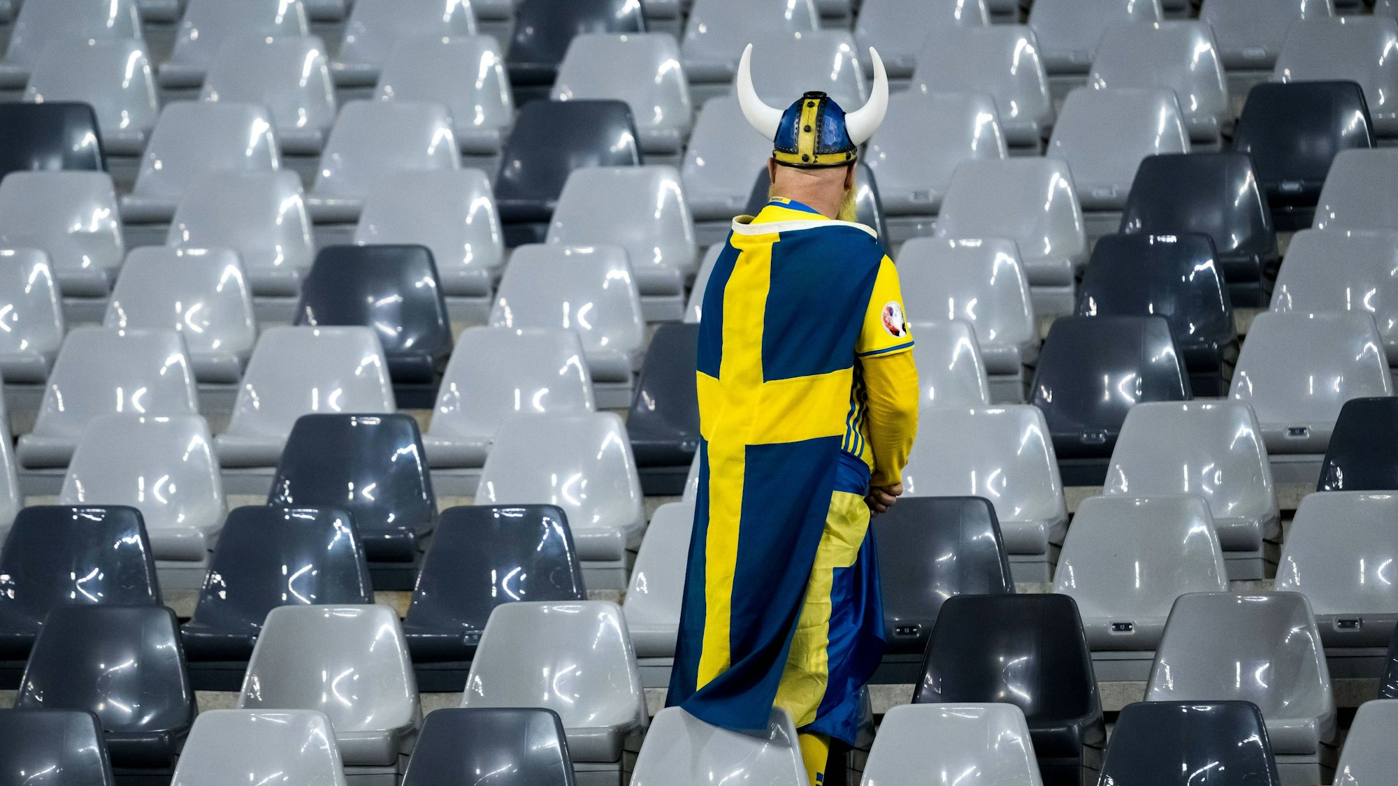 Ein schwedischer Fan im König-Baudouin-Stadion.