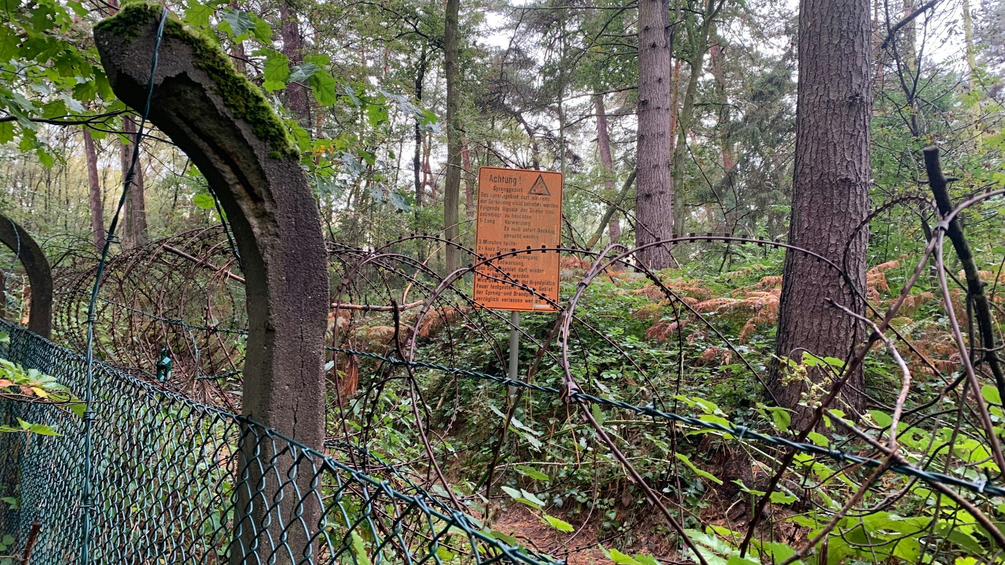 Ein Zaun sichert das Gelände eines Rüstungskonzerns ab.