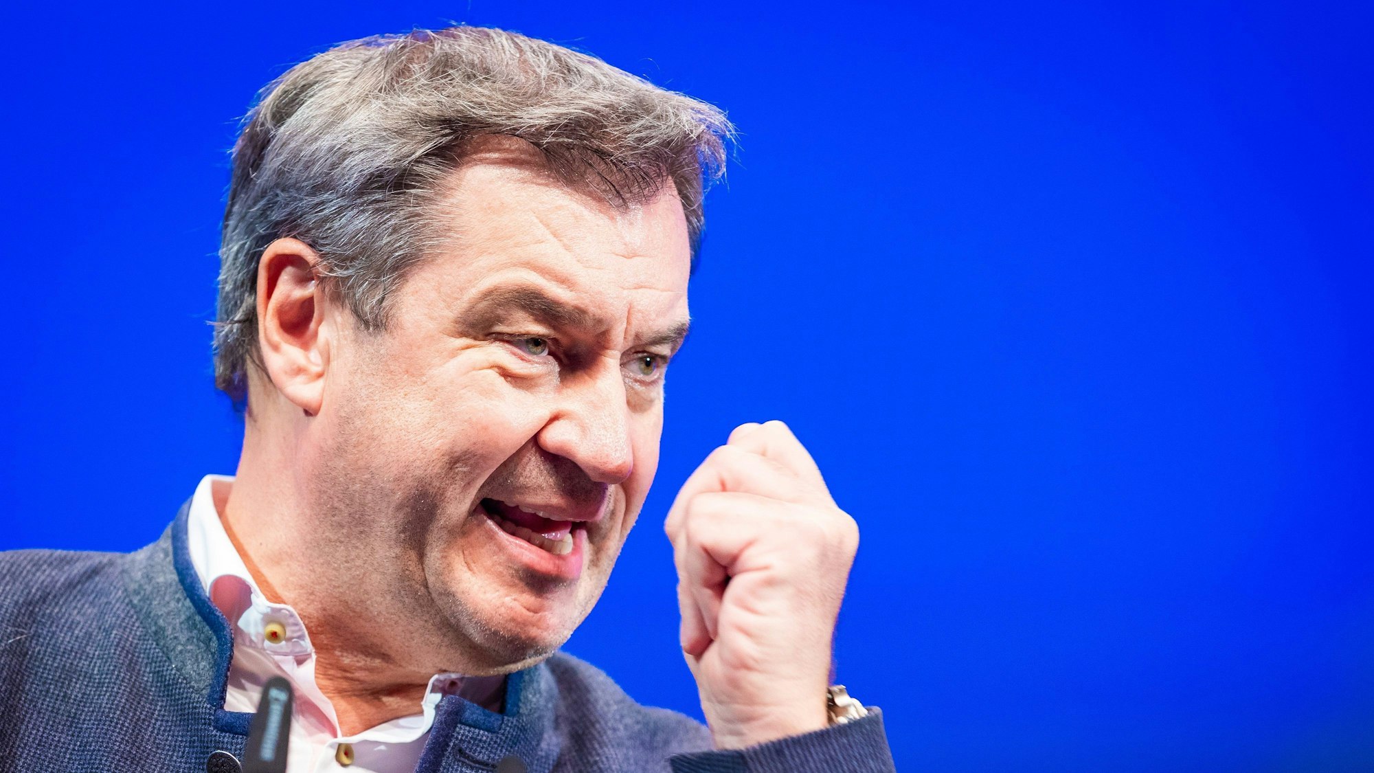 Markus Söder, Ministerpräsident von Bayern und CSU-Vorsitzender, spricht auf dem 75. Deutschlandtag der Jungen Union.