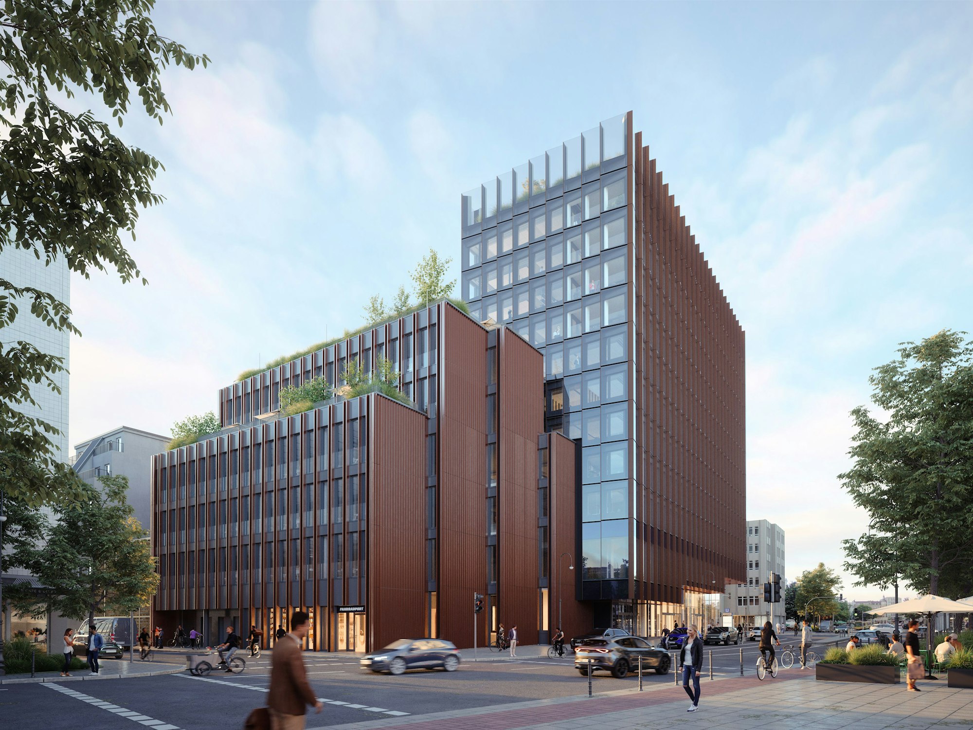 Die Visualisierung zeigt den Blick von der Magnusstraße aus. Die Zufahrt zum Bike-Park soll über den Friesenwall erfolgen.