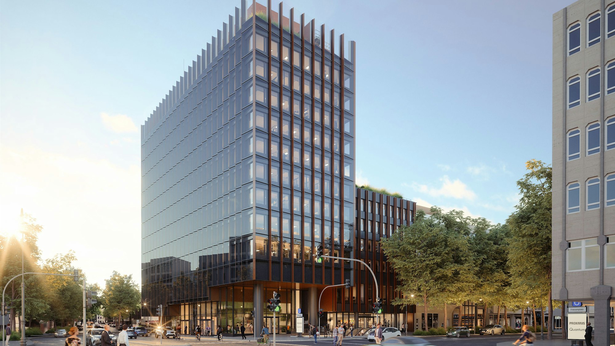 Eine doppelte Glasfassade soll das Bürohochhaus erhalten. Die Pläne stammen vom Architektenbüro Kadawittfeld.