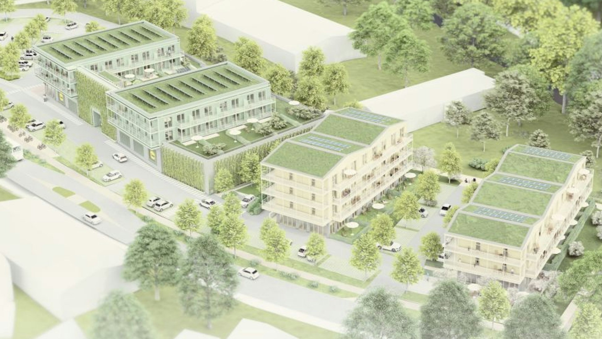 Gebaut werden soll der „Wohnpark an der Wisser“ auf dem früheren Bahngelände und damit in unmittelbarer Nähe zum neuen Kulturbahnhof. Die geplanten Gebäude beschreiben einen Bogen.