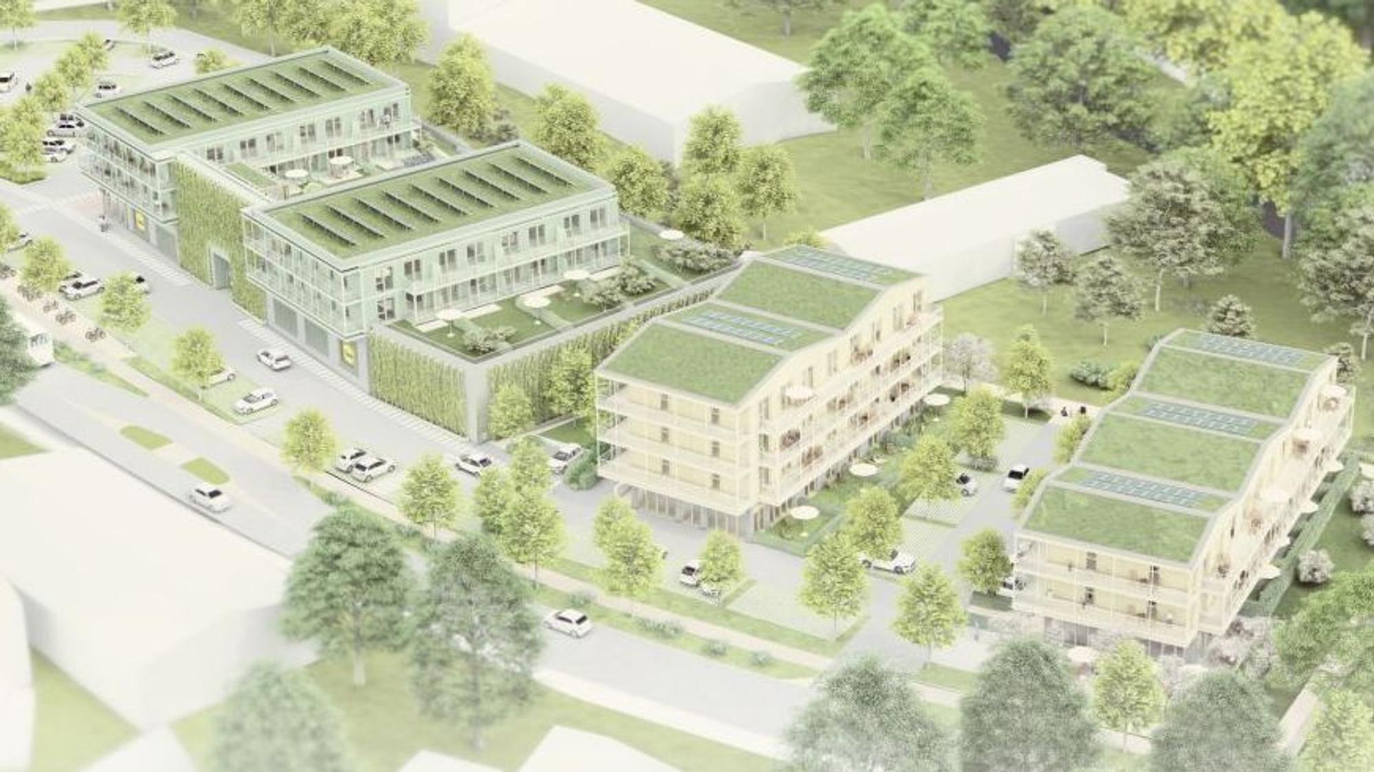 Gebaut werden soll der „Wohnpark an der Wisser“ auf dem früheren Bahngelände und damit in unmittelbarer Nähe zum neuen Kulturbahnhof. Die geplanten Gebäude beschreiben einen Bogen.