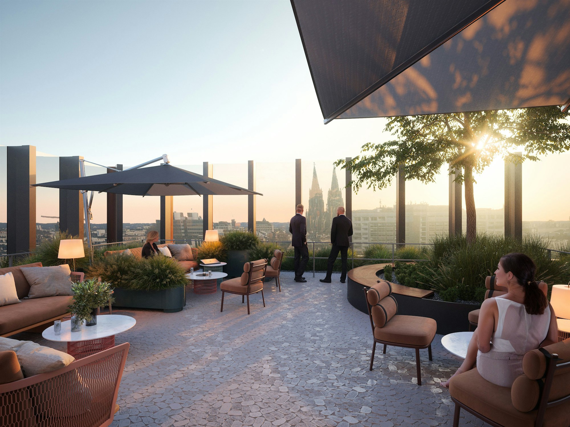 Exklusiv für das Panorama Büro im elften Stock: Eine Dachterrasse mit Domblick.