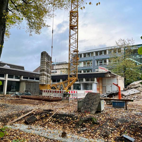 Blick auf die Baustelle des Hauses der Kunst in Burscheid Ende Oktober 2023