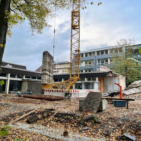 Blick auf die Baustelle des Hauses der Kunst in Burscheid Ende Oktober 2023
