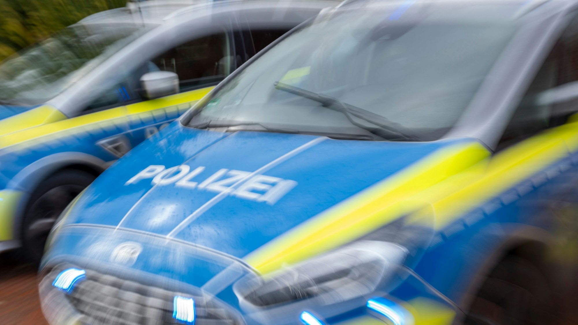 Zwei Polizeiwagen sind im Einsatz.