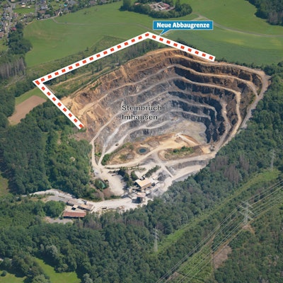 Beantragte Abbaugrenze Steinbruch Imhausen.