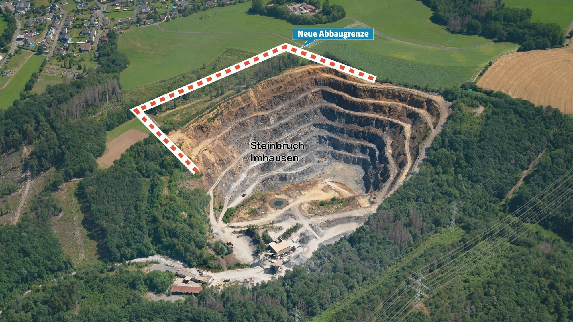 Beantragte Abbaugrenze Steinbruch Imhausen.