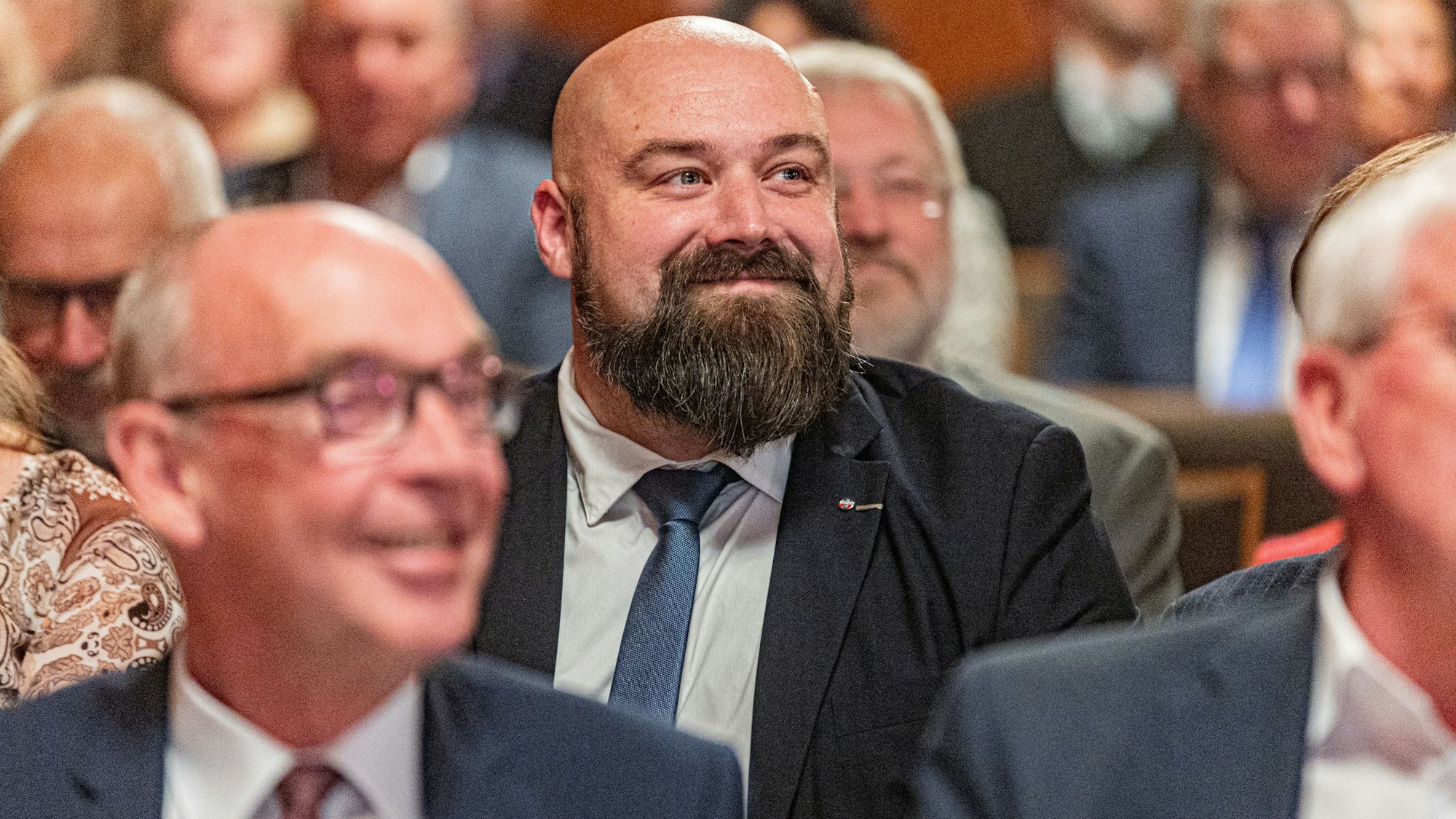 Aus Douaumont-Vaux war Olivier Gerard, (M.) der Direktor des berühmten Beinhauses über den Schlachtfeldern von Verdun, Gast der Feier.