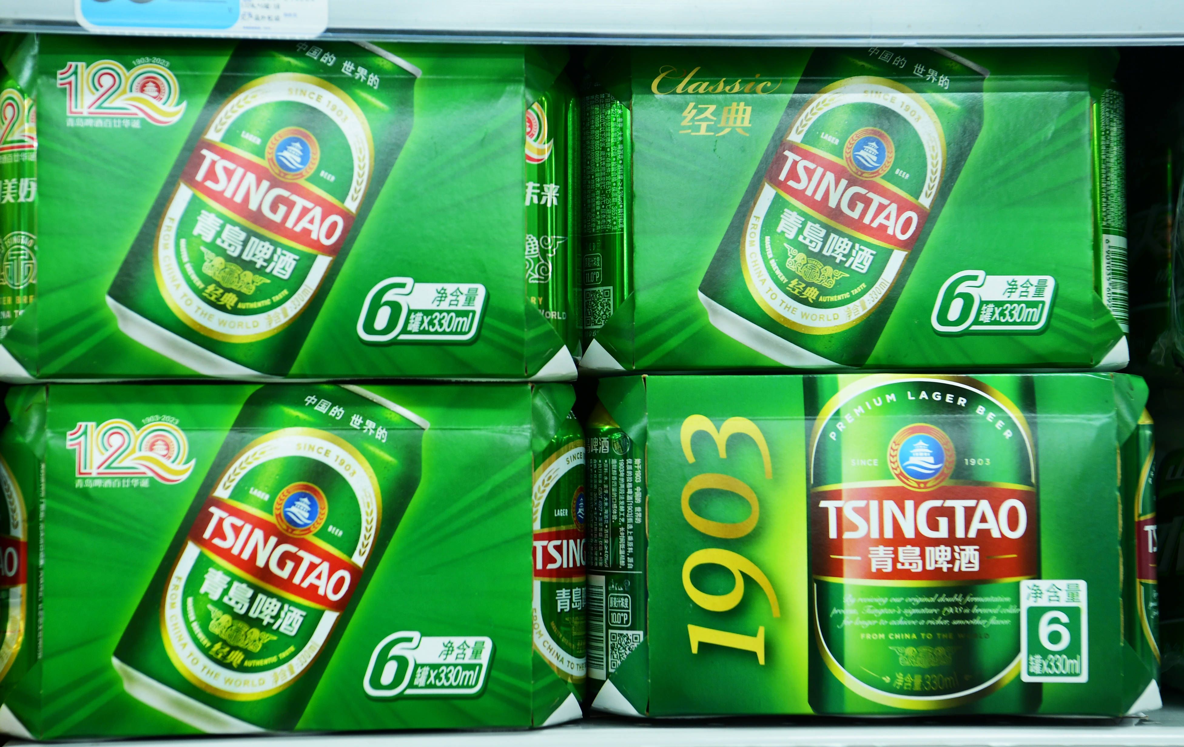 Many Beer Brands Displayed at A Store in Nanjing NANJING, CHINA, Tsingtao Beer