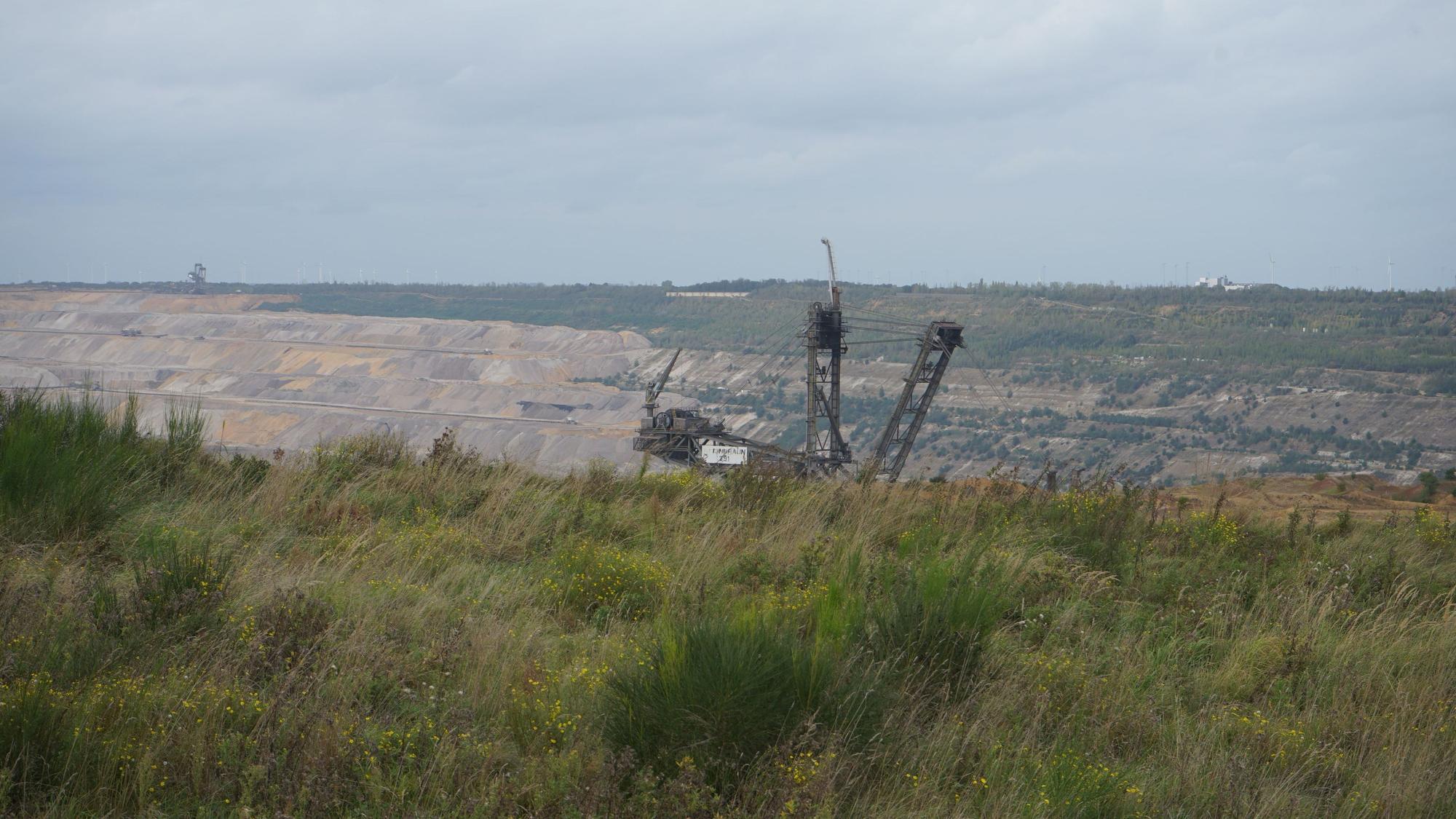 Das Foto zeigt einen großen Bagger im Tagebau