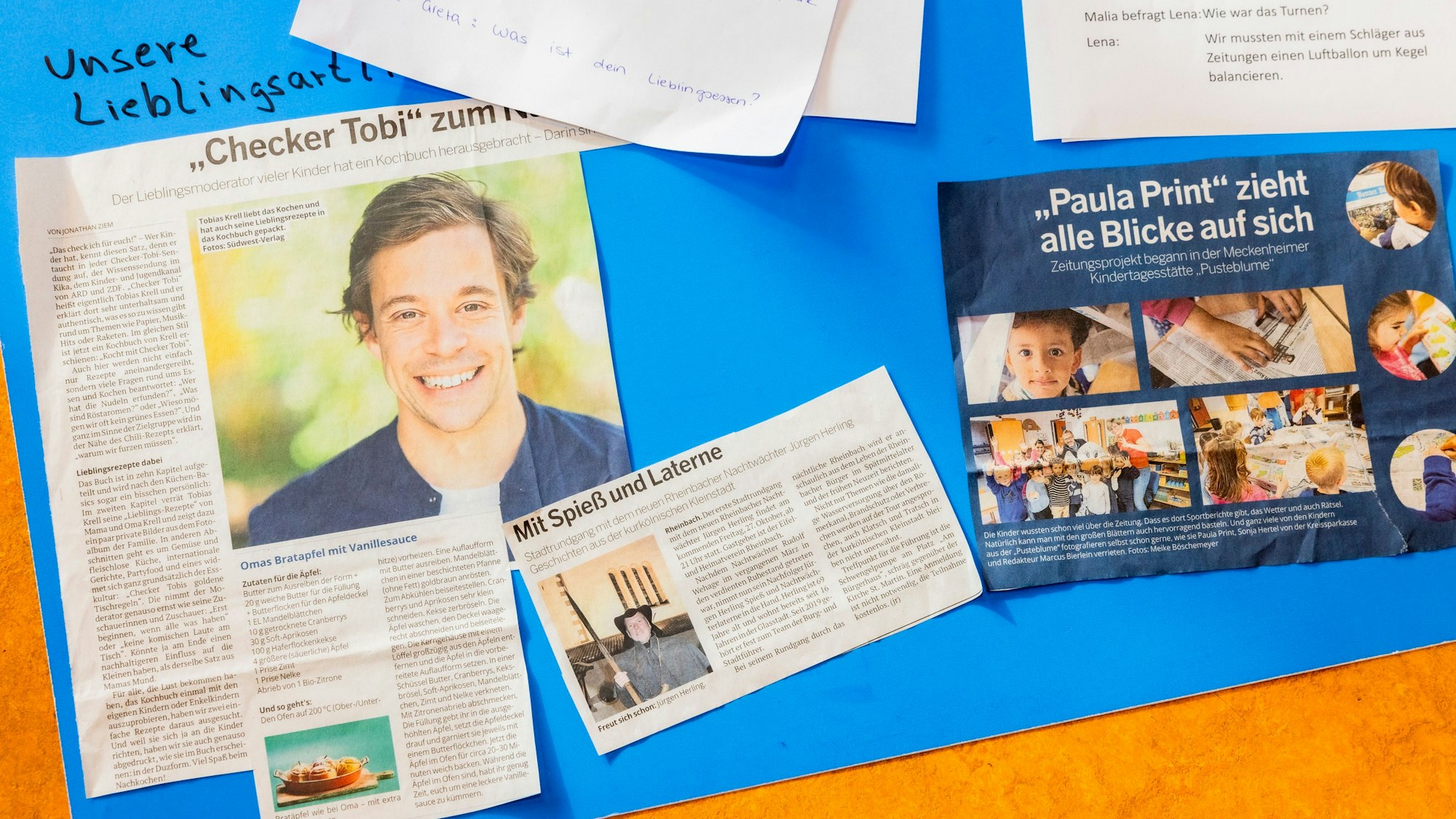 Auf einem Plakat haben die Kinder ihre Lieblingsartikel der Rundschau gesammelt.