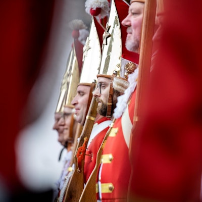 Das Bild zeigt Gardisten in einer Reihe.