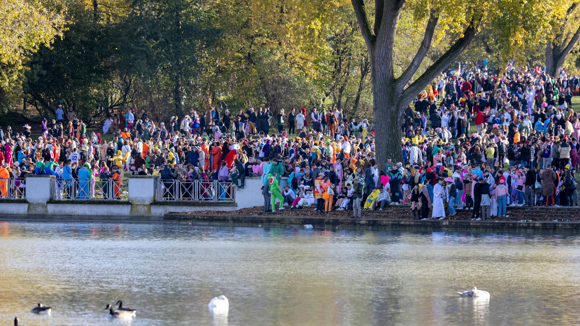 Am Nachmittag füllte sich auch der Park am Aachener Weiher.