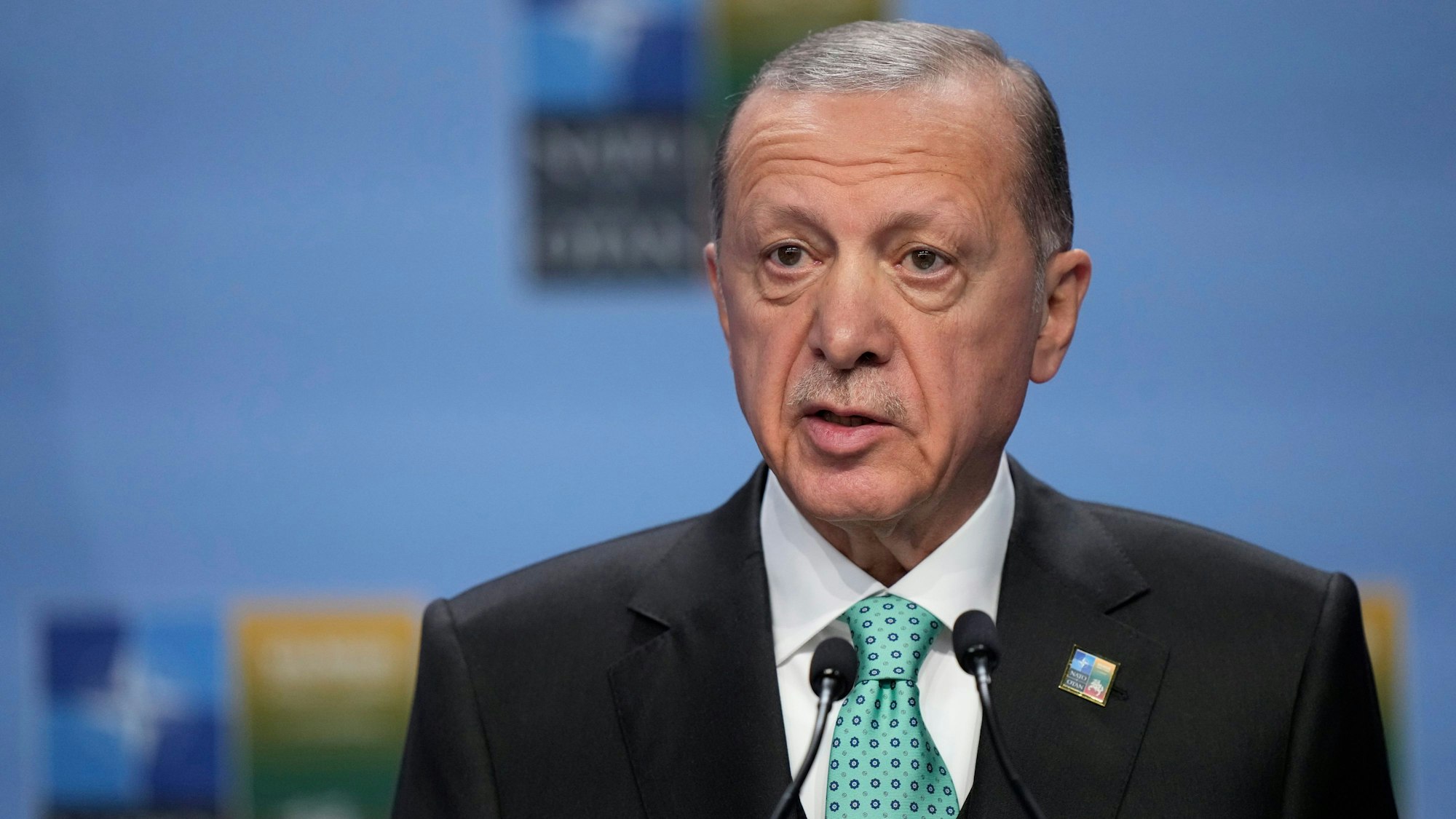 Es ist der türkische Präsident Recep Tayyip Erdogan zu sehen.