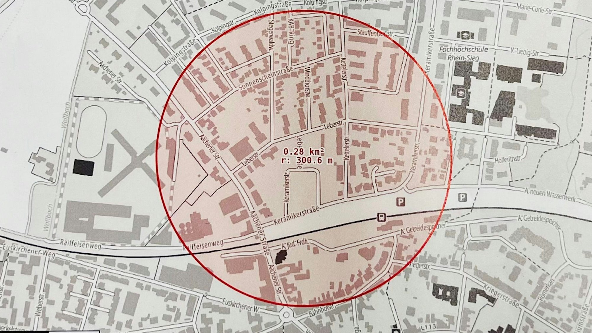 Auf einer Karte zeigt die Stadt den Radius, in dem evakuiert wird