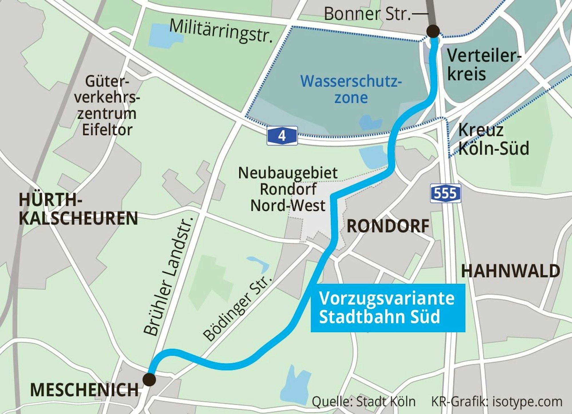 Info-Grafik Vorzugsvariante Stadtbahn Süd über Rondorf nach Meschenich