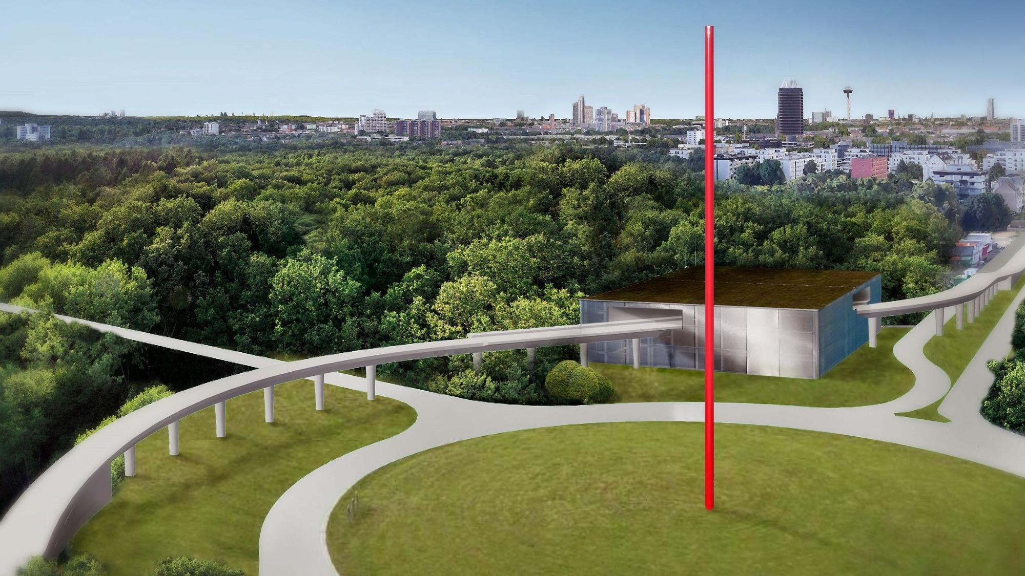 Eine Stadtbahntrasse mitten durchs Parkhaus soll die Lösung sein.