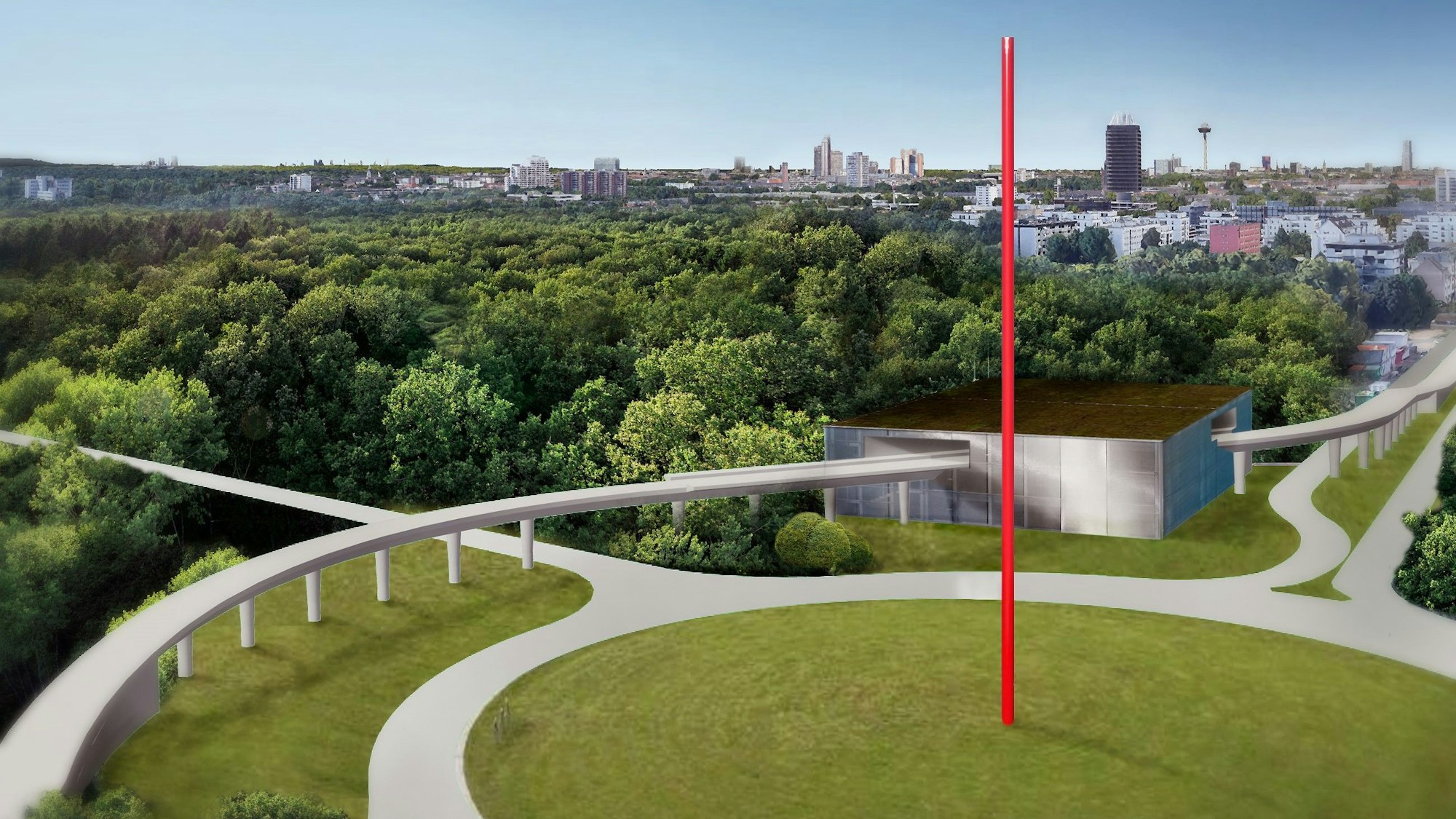 Eine Stadtbahntrasse mitten durchs Parkhaus soll die Lösung sein.