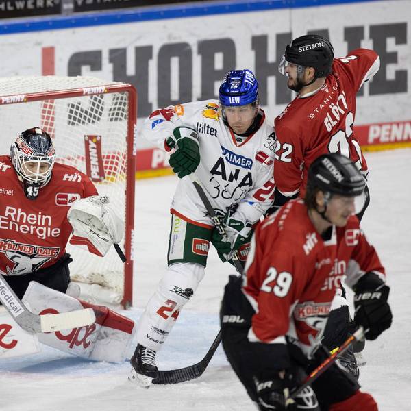 PENNY DEL 1. Koelner Haie - Augsburger Panther Koeln, 19.11.2023 Tobias Ancicka Koelner Haie, 45 T.J. Trevelyan Augsburger Panther, 24 Maximilian Gloetzl Koelner Haie,